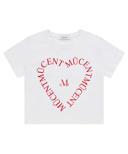 韓國 Mucent Heart Lettering Half T-Shirt【MU018】
