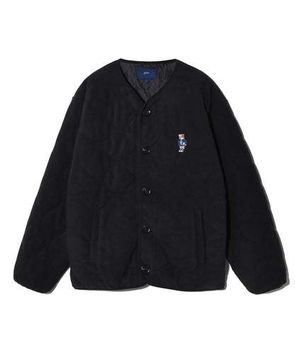 韓國 Yale Embroidered Dan Collarless Quilted Fleece Jacket【YA041】