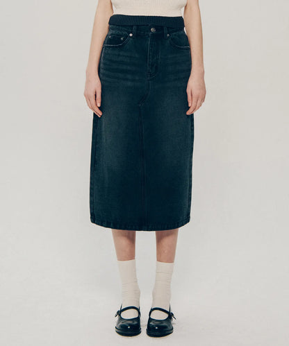 韓國 Yale Denim Long Skirt【YA031】
