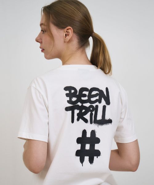 韓國 Beentrill Women's Spray Hashtag T-Shirt【BL057】