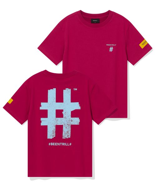 韓國 Beentrill Women's Stamp Hashtag T-Shirt【BL056】