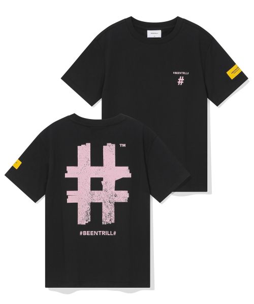 韓國 Beentrill Women's Stamp Hashtag T-Shirt【BL056】