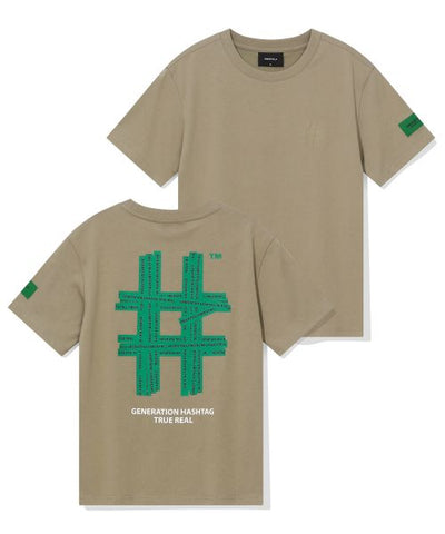 韓國 Beentrill Women's Green Taping Hashtag T-Shirt【BL053】