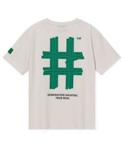 韓國 Beentrill Women's Green Taping Hashtag T-Shirt【BL053】