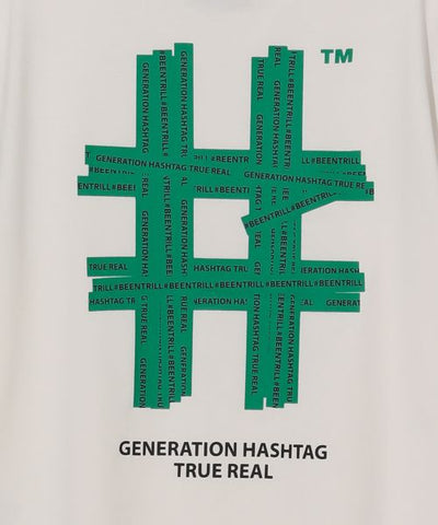 韓國 Beentrill Women's Green Taping Hashtag T-Shirt【BL053】