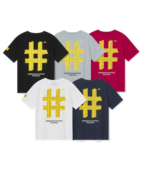 韓國 Beentrill Women's Yellow Taping Hashtag T-Shirt【BL052】