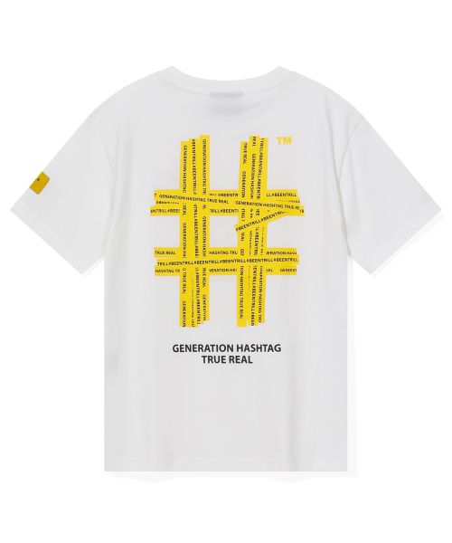 韓國 Beentrill Women's Yellow Taping Hashtag T-Shirt【BL052】