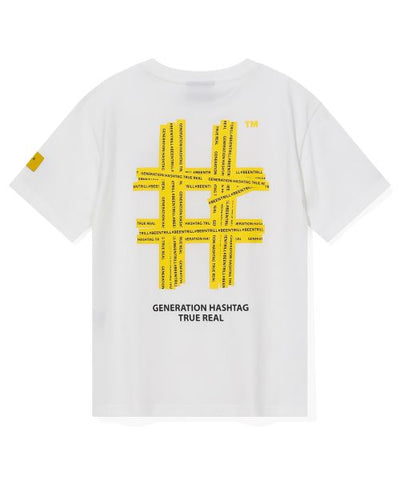 韓國 Beentrill Women's Yellow Taping Hashtag T-Shirt【BL052】