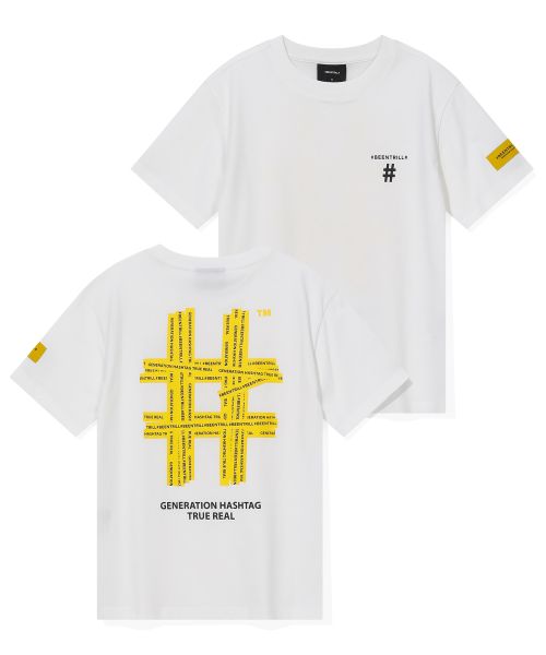 韓國 Beentrill Women's Yellow Taping Hashtag T-Shirt【BL052】