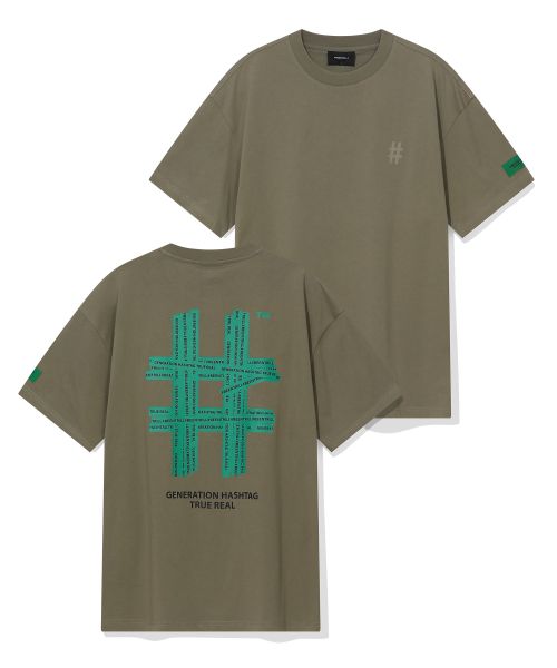 韓國 Beentrill Green Taping Hashtag T-Shirt【BL007】