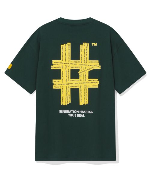 韓國 Beentrill Yellow Taping Hashtag T-Shirt【BL006】