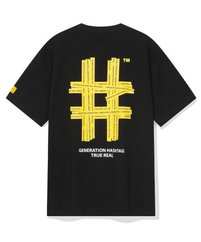 韓國 Beentrill Yellow Taping Hashtag T-Shirt【BL006】