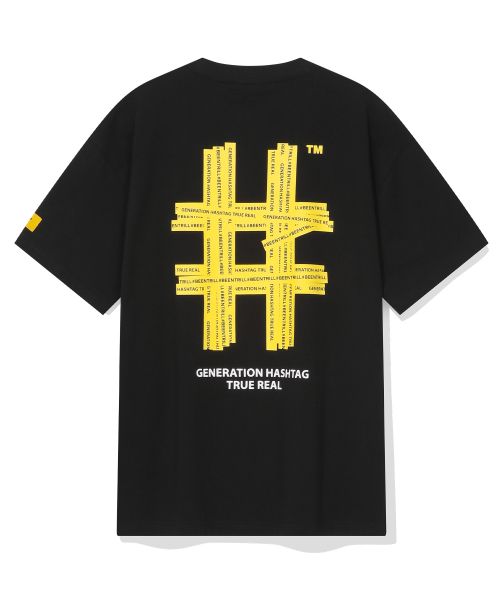韓國 Beentrill Yellow Taping Hashtag T-Shirt【BL006】