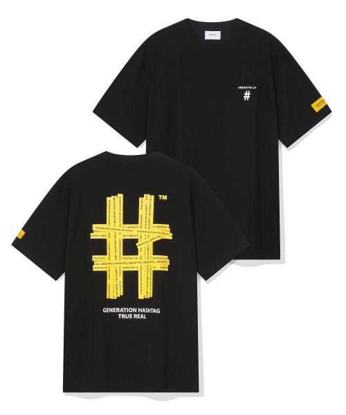 韓國 Beentrill Yellow Taping Hashtag T-Shirt【BL006】
