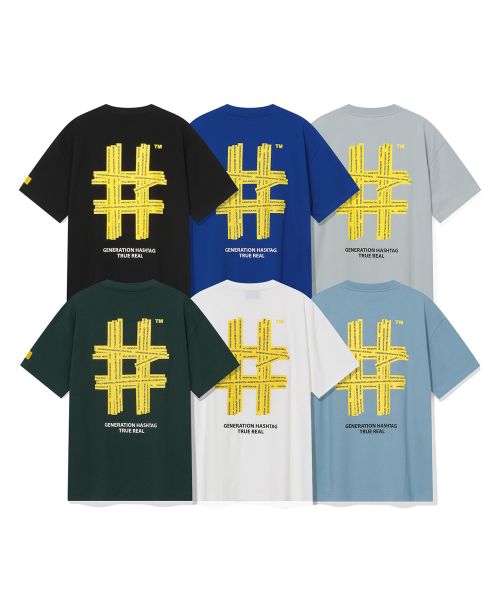 韓國 Beentrill Yellow Taping Hashtag T-Shirt【BL006】