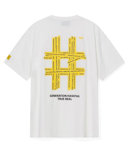 韓國 Beentrill Yellow Taping Hashtag T-Shirt【BL006】