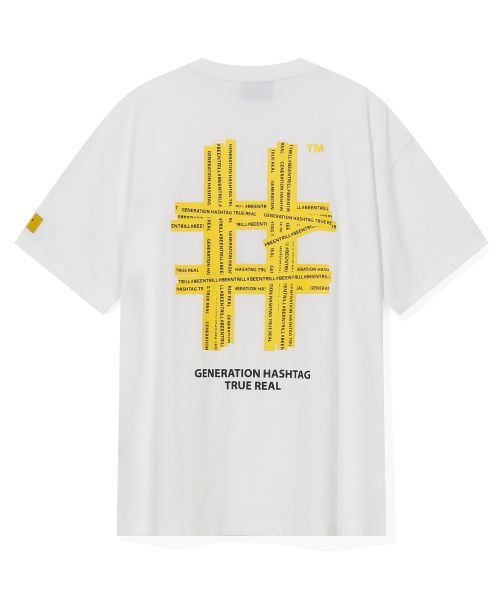 韓國 Beentrill Yellow Taping Hashtag T-Shirt【BL006】