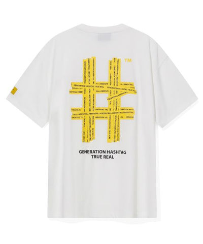 韓國 Beentrill Yellow Taping Hashtag T-Shirt【BL006】