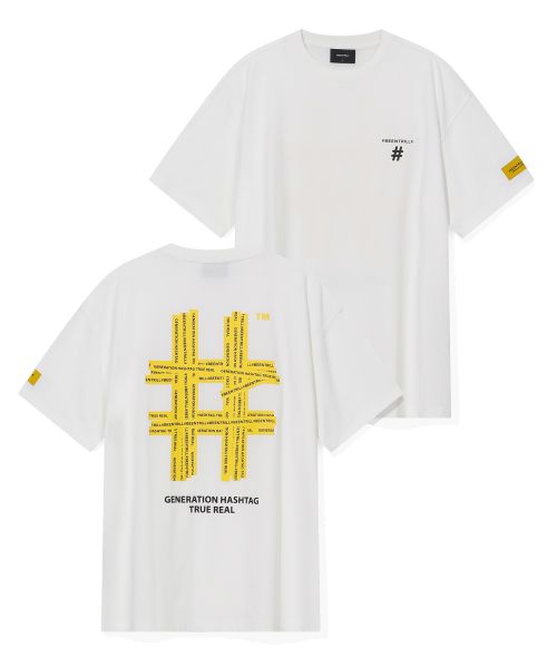韓國 Beentrill Yellow Taping Hashtag T-Shirt【BL006】