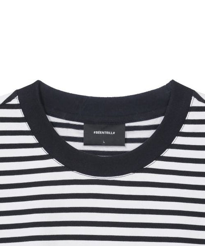 韓國 Beentrill Oval Wappen Stripe T-shirt【BL008】