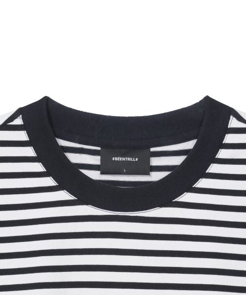 韓國 Beentrill Oval Wappen Stripe T-shirt【BL008】