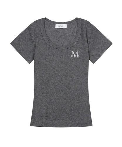 韓國 Mucent Ferring Midi Round Neck Half T-Shirt【MU023】