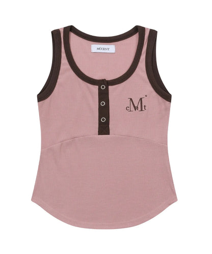 韓國 Mucent Color-Pop Button Crop Sleeveless【MU016】