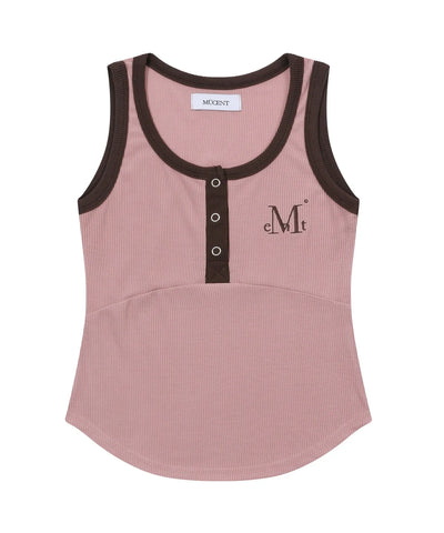 韓國 Mucent Color-Pop Button Crop Sleeveless【MU016】