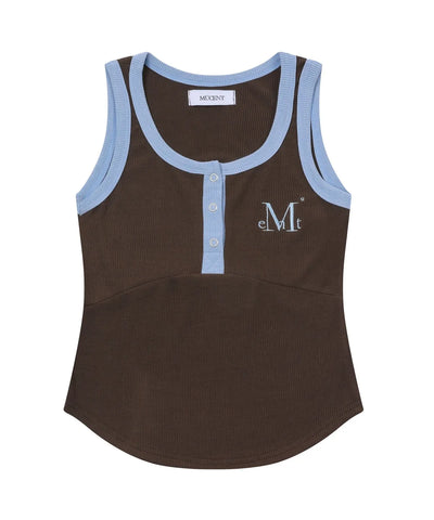 韓國 Mucent Color-Pop Button Crop Sleeveless【MU016】