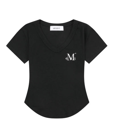 韓國 Mucent Velin V-Neck Crop Half T-Shirt【MU009】