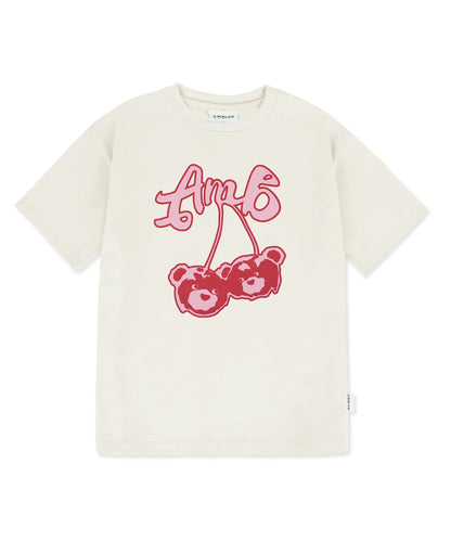 韓國 Ambler Cherry Bear Graphic Short Sleeve T-Shirt【AR095】