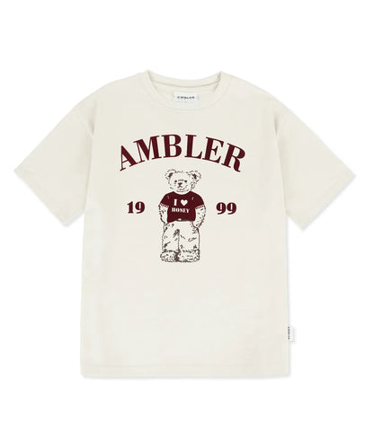 韓國 Ambler Just Chilling Bear Flocking Short Sleeve T-shirt【AR096】