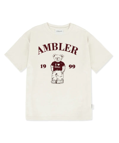 韓國 Ambler Just Chilling Bear Flocking Short Sleeve T-shirt【AR096】