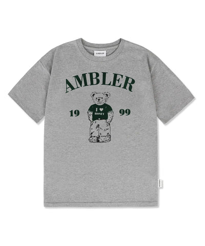 韓國 Ambler Just Chilling Bear Flocking Short Sleeve T-shirt【AR096】