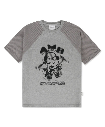韓國 Ambler I am A Cool Cat Raglan Graphic Short Sleeve T-Shirt【AR097】