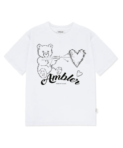 韓國 Ambler Love Gun Glow-in-the-Dark Graphic Short Sleeve T-Shirt【AR102】