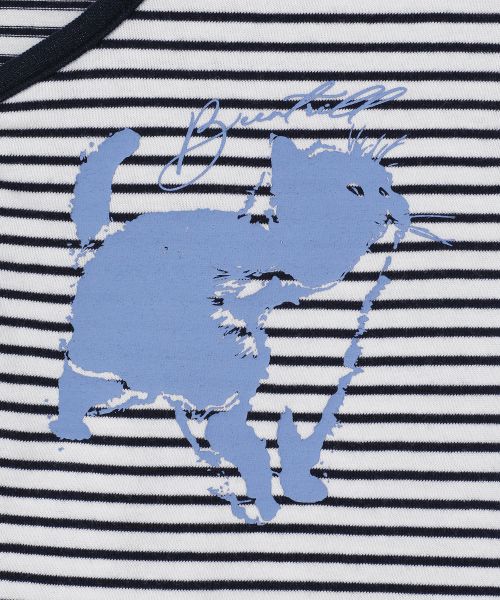 韓國 Beentrill Women's Cat Stripe T-Shirt【BL065】