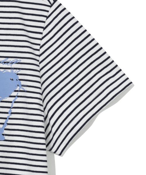 韓國 Beentrill Women's Cat Stripe T-Shirt【BL065】