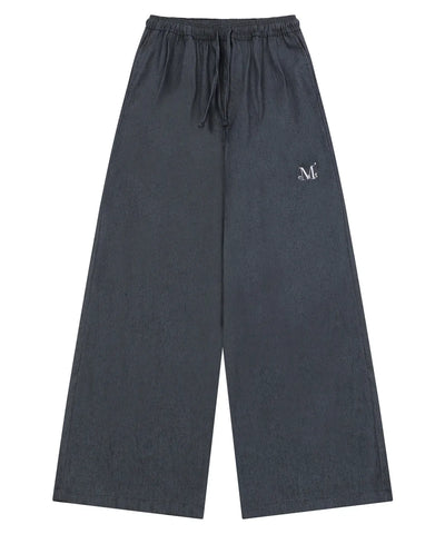 韓國 Mucent Werren Pintuck Wide Denim Banding Pants【MU042】