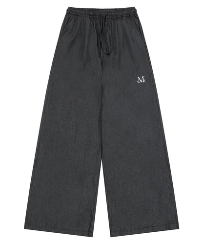 韓國 Mucent Werren Pintuck Wide Denim Banding Pants【MU042】