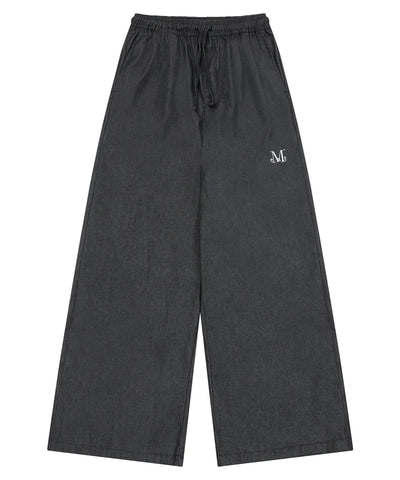 韓國 Mucent Werren Pintuck Wide Denim Banding Pants【MU042】