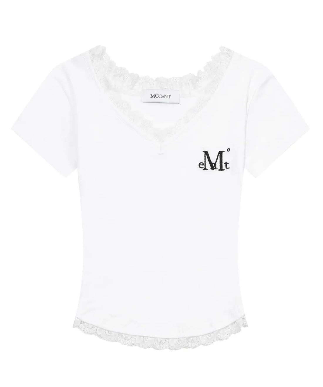 韓國 Mucent Sunnior Lace V-Neck Half T-Shirt【MU027】