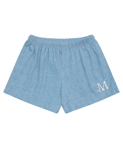 韓國 Mucent Slap Pigment Washing Metal Logo Denim Set Up Shorts【MU038】