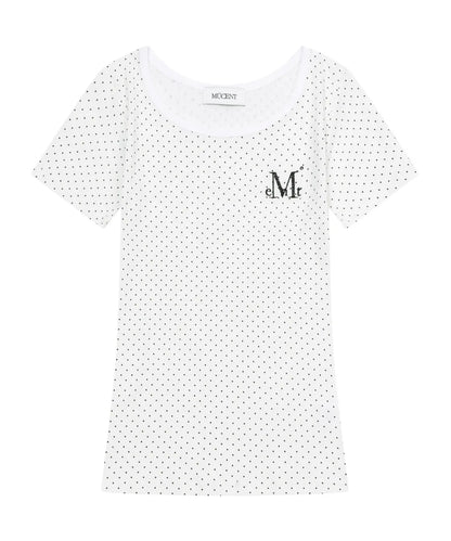 韓國 Mucent Poit Dot Midi Slim Fit Half T-Shirt【MU031】