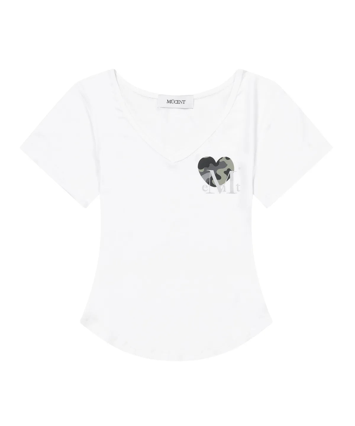 韓國 Mucent Vaint Heart Camo V-Neck Half T-Shirt【MU034】