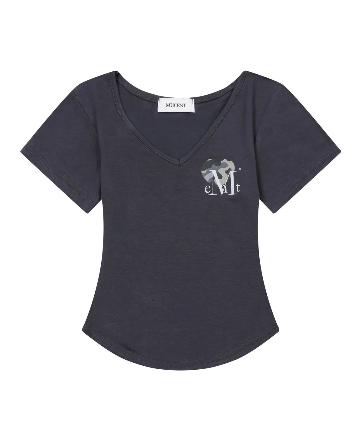 韓國 Mucent Vaint Heart Camo V-Neck Half T-Shirt【MU034】