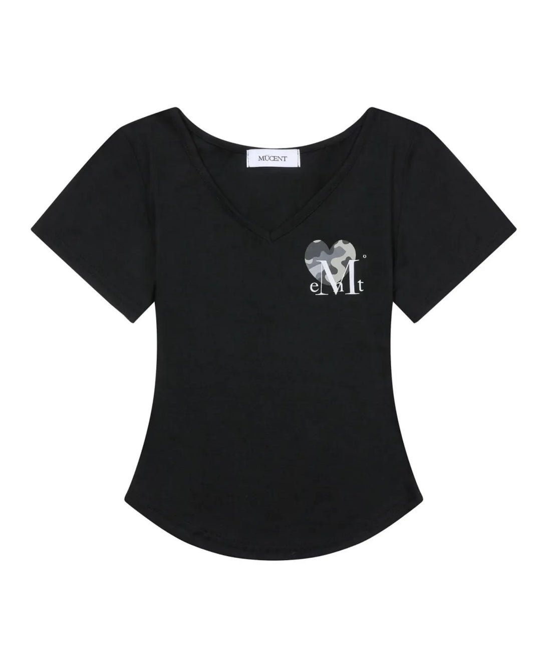 韓國 Mucent Vaint Heart Camo V-Neck Half T-Shirt【MU034】