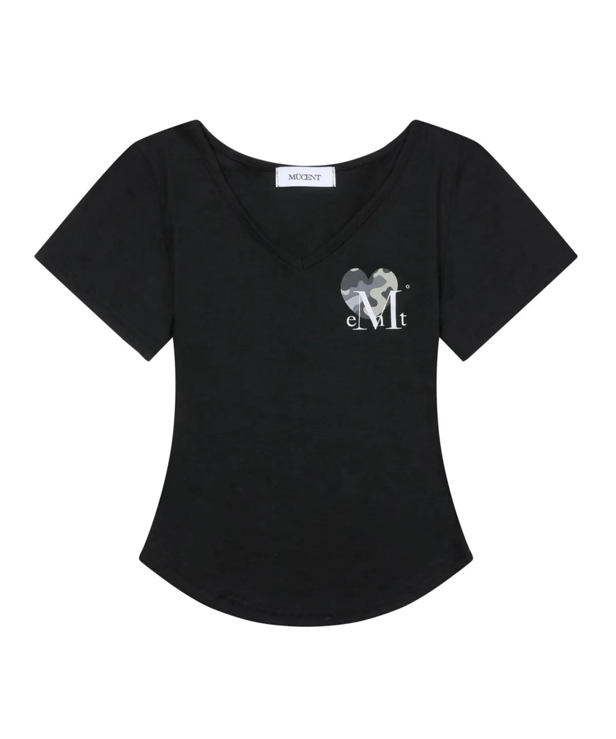 韓國 Mucent Vaint Heart Camo V-Neck Half T-Shirt【MU034】