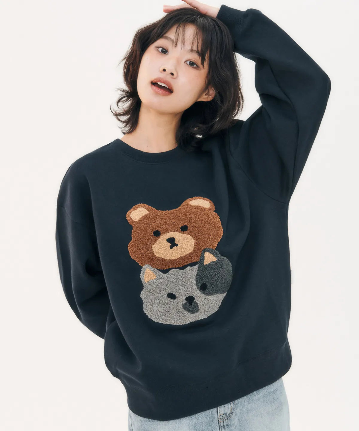 韓國 Ambler Cat&Bear Buckle Sweatshirt【AR012】
