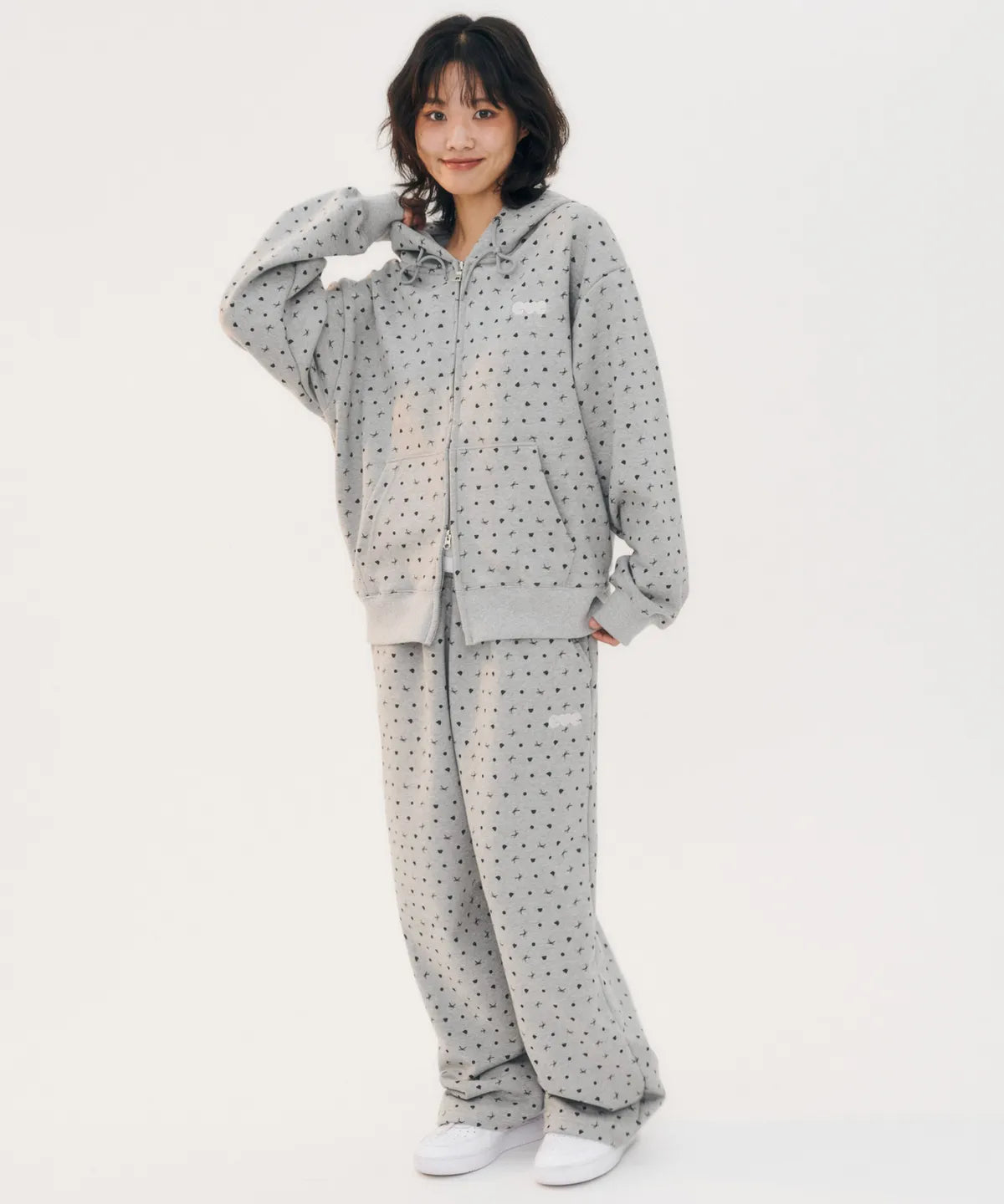 韓國 Ambler Ribbon And Bear Dot String Wide Sweatpants【AR030】